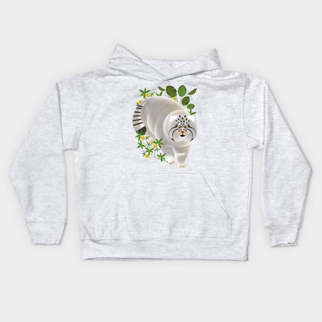 Otocolobus manul - Pallas's cat Kids Hoodie by Aline Eg